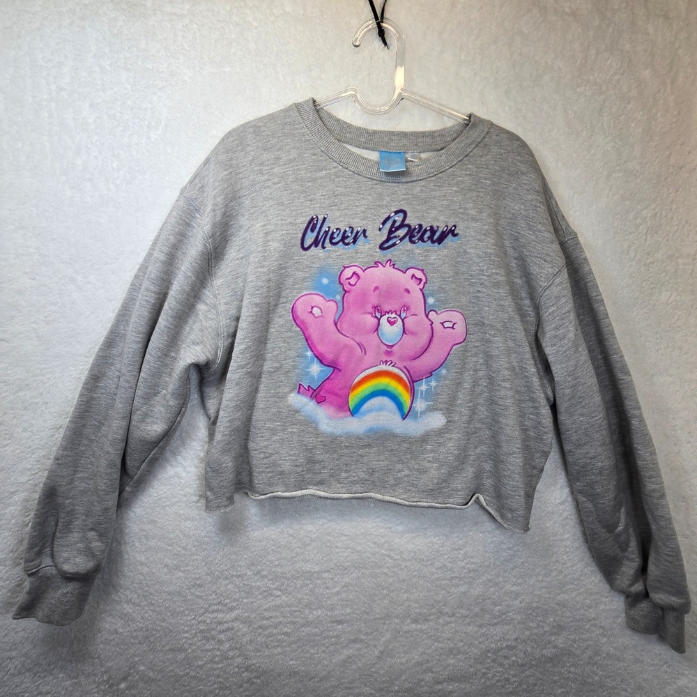 Care Bears Cheer Bear Womens Cropped Sweatshirt Rainbow‎ Cartoon Retro 80s 70s